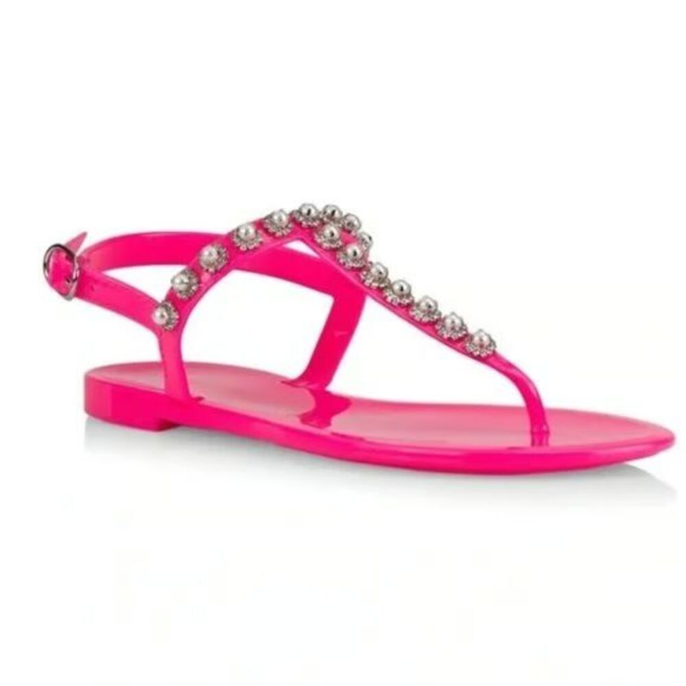 NEW Stuart Weitzman HOT {PINK Goldie Pearl Crystal Jelly SIZE 6